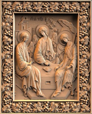 Резная Икона «Святая Троица»3