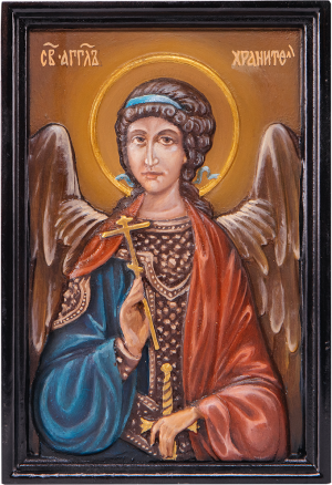 Резная икона "Ангел Хранитель"