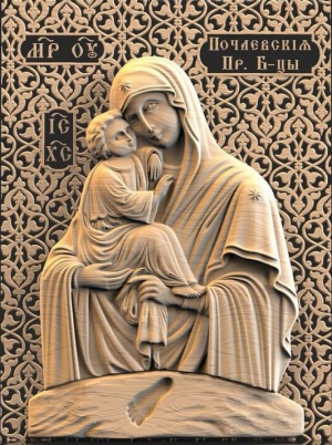 Резная Икона «Почаевская икона Божией Матери»
